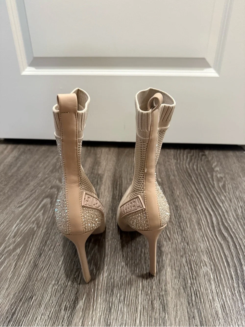 Steve Madden Women's Beige Knit Pointed-Toe Sock Booties